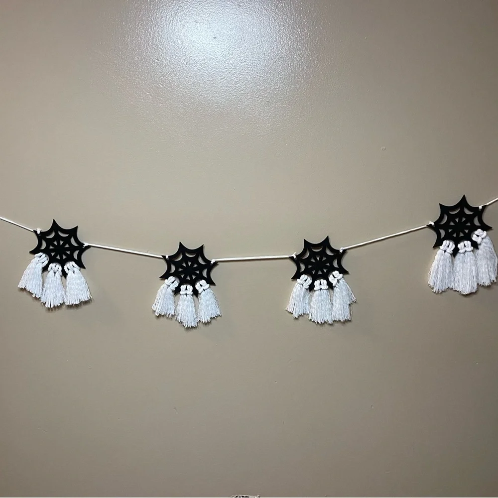 Macrame cobweb Halloween garland
